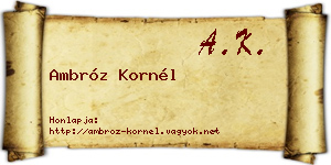Ambróz Kornél névjegykártya