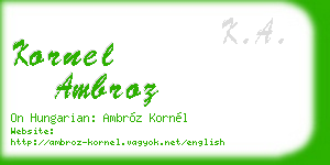 kornel ambroz business card
